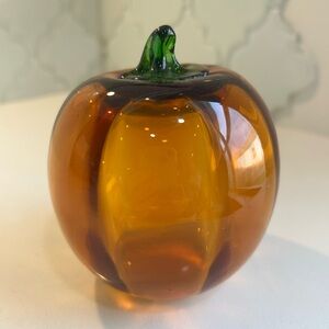 Vintage MCM Blenko Pumpkin Glass Handcraft Thanksgiving Fall Halloween